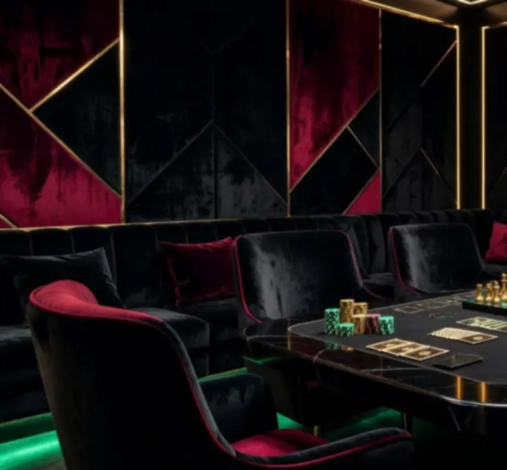 Offline pókerasztal és klasszikus társasjátékok digitális velvet lounge környezetben